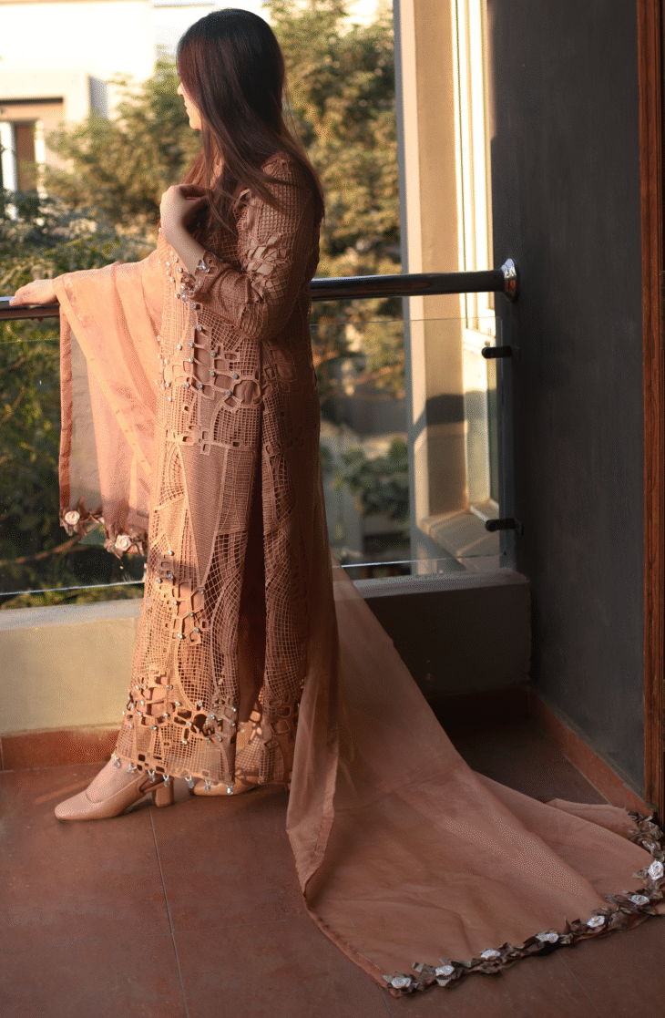 Desert Glow - Hand-Embellished French Net Ensemble - Image 5