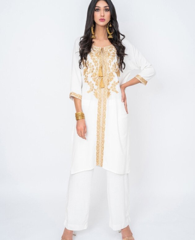 Ivory Gold Zari Top