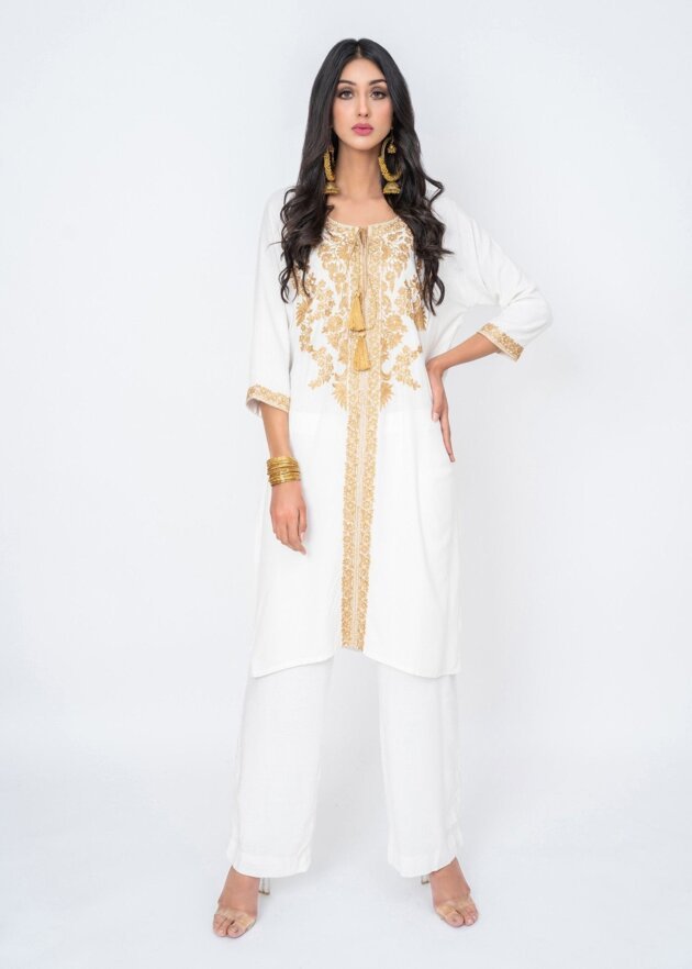 Ivory Gold Zari Top