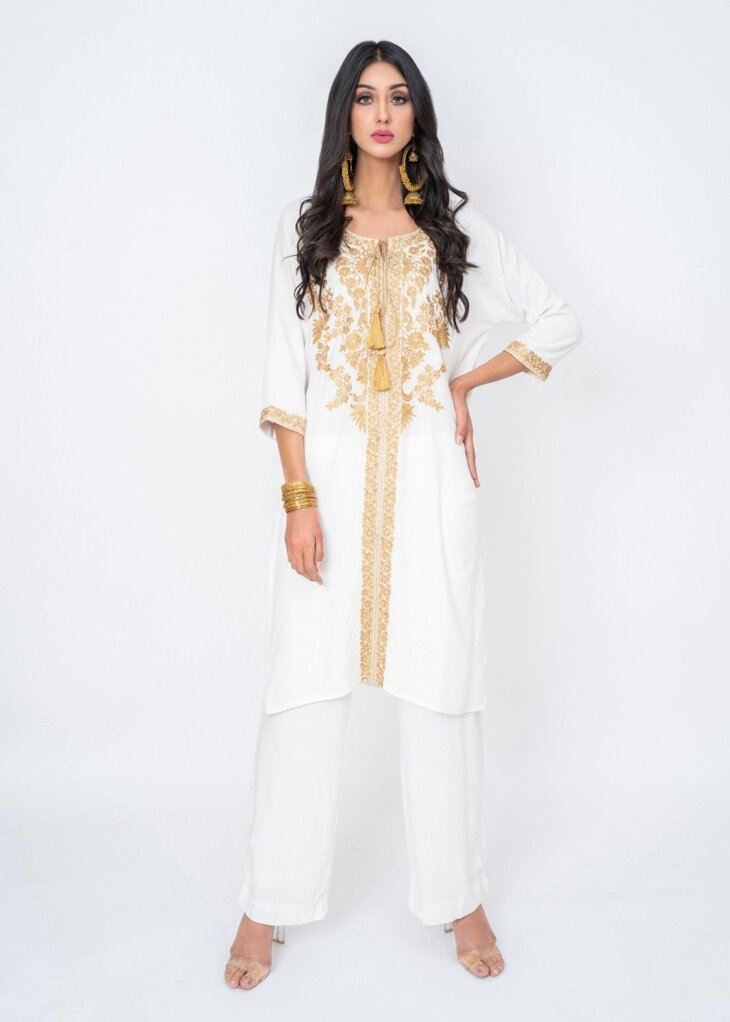 Ivory Gold Zari Top